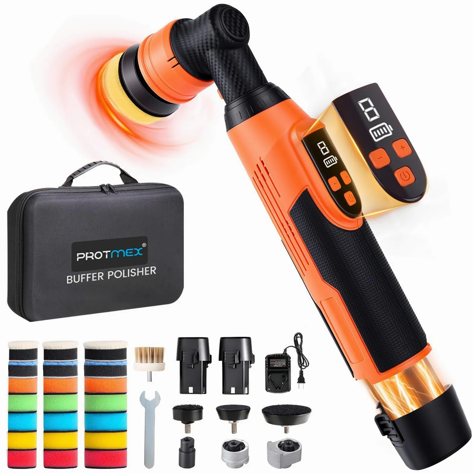Protmex Mini Poliermaschine Auto Akku Rotations&Orbital Polieren 12V