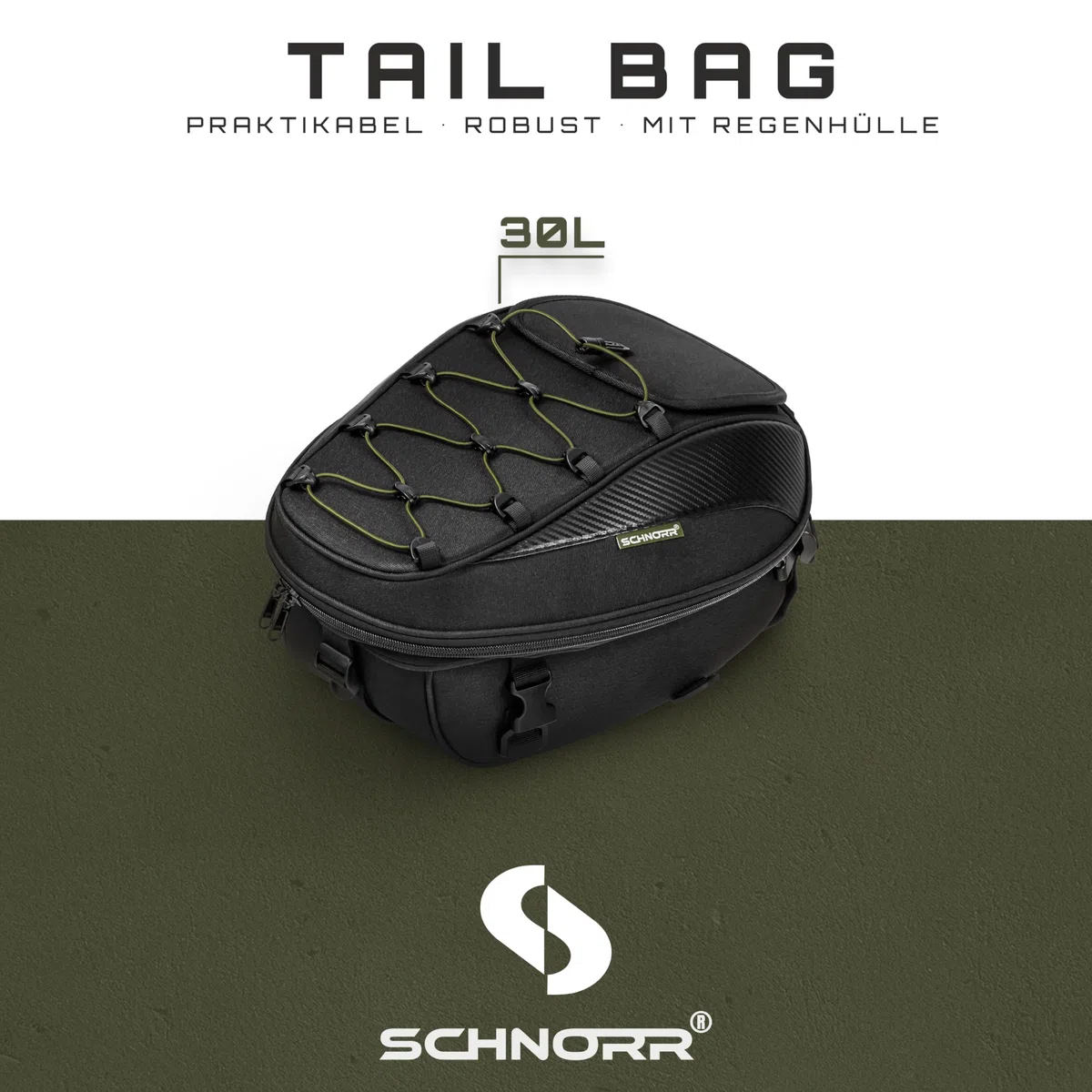 Motorrad Hecktasche 30 L - SCHNORR TB30 mit Regenschutz kompatibel mit Yamaha MT-07