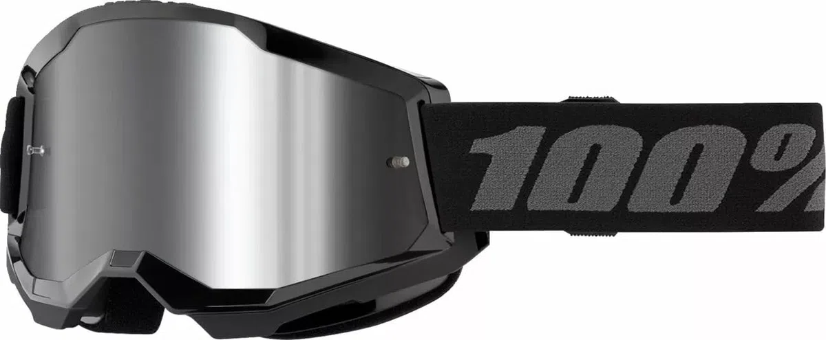 100% Unisex Erwachsene MX Cross Brille Strata 2 schwarz - mirror Lens