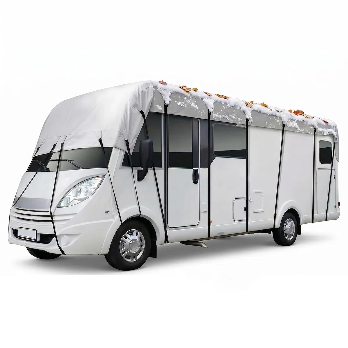 LDIW Wohnmobil-Dachabdeckung Wasserdicht, 420D Outdoor Camper Schutzdach Reißfest, Wohnmobil Abdeckplane mit Spanngurten, Premium Wohnwagen Dachschutzplane UV-Schutz,Grau,8.5 * 3M Fits 26to29 ft