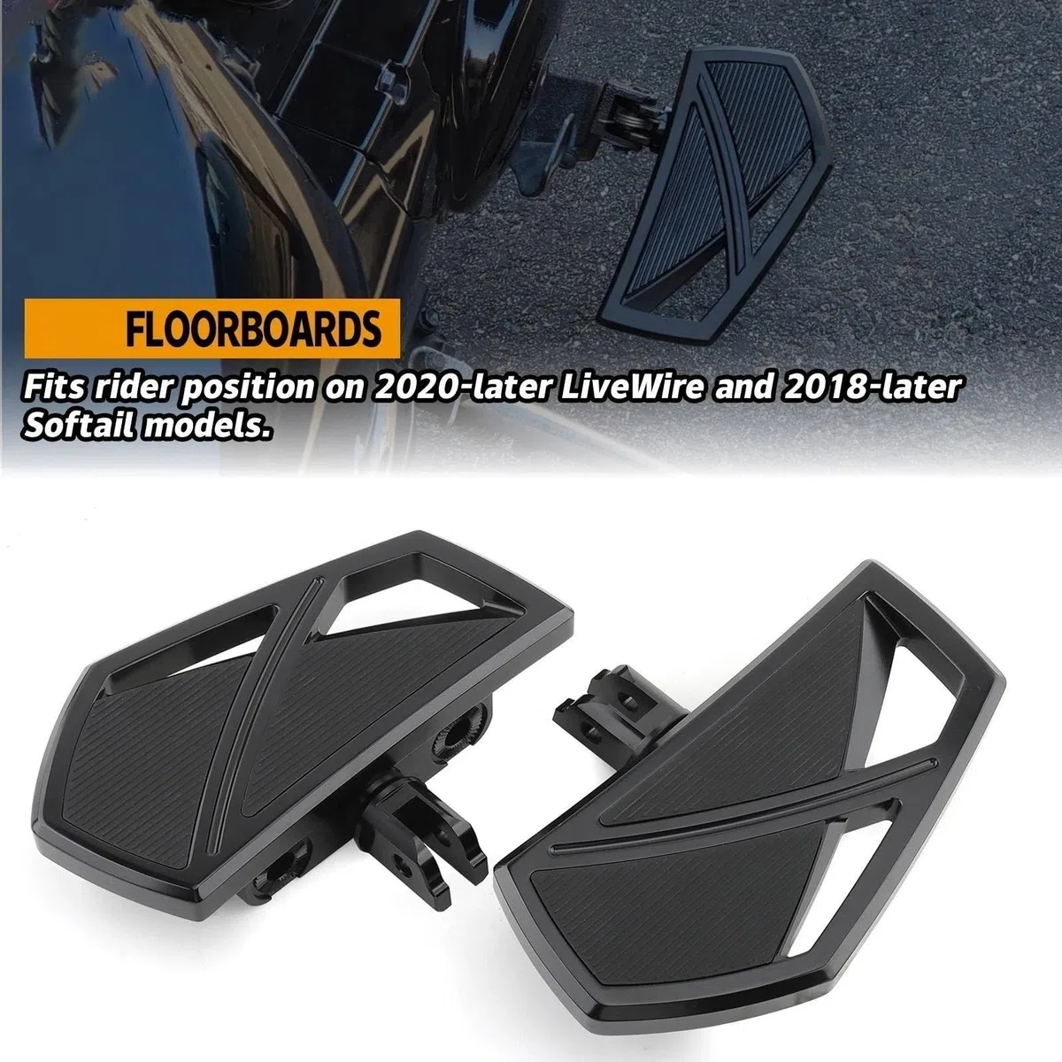 Vordere Fußrasten Motorräder Für Harley Für Softail Für Fat Boy Sport Glide FLSB Street Bob FXBB Fat Bob 2018-2023 Motorrad Dielen Phantom Front Fußrasten Motorrad Hinten Set(Rear Floorboards B)