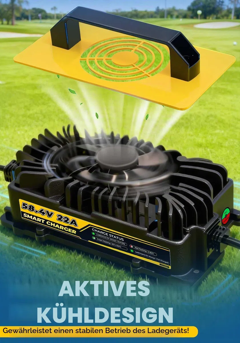 58,4V 22A LiFePO4 Lithium Batterie Ladegerät für 48V(51,2V) LiFePO4 Lithium Batterien, IP67 Wasserdicht Akku Ladegerät für Wohnmobile, Boot, Solar, Golfwagen