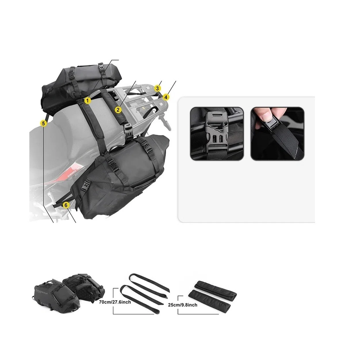 Multifunktional Motorradtasche wasserdichte 18L/28L/48L Große Links Rechts Doppelseite 2PCS Motor Pannier Motorradtasche(Black-18L(9L-2 pcs))