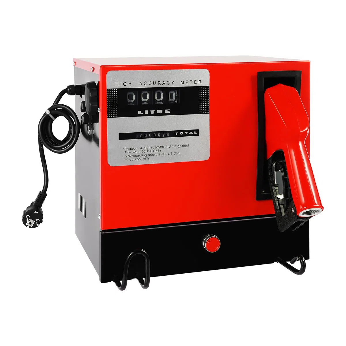 Wiltec Heizöl- und Dieselpumpe 230V/550W 60l/min selbstansaugend, zur Wandmontage, Zapfpistole mit Abschaltautomatik, Kraftstoffpumpe,Red, Black