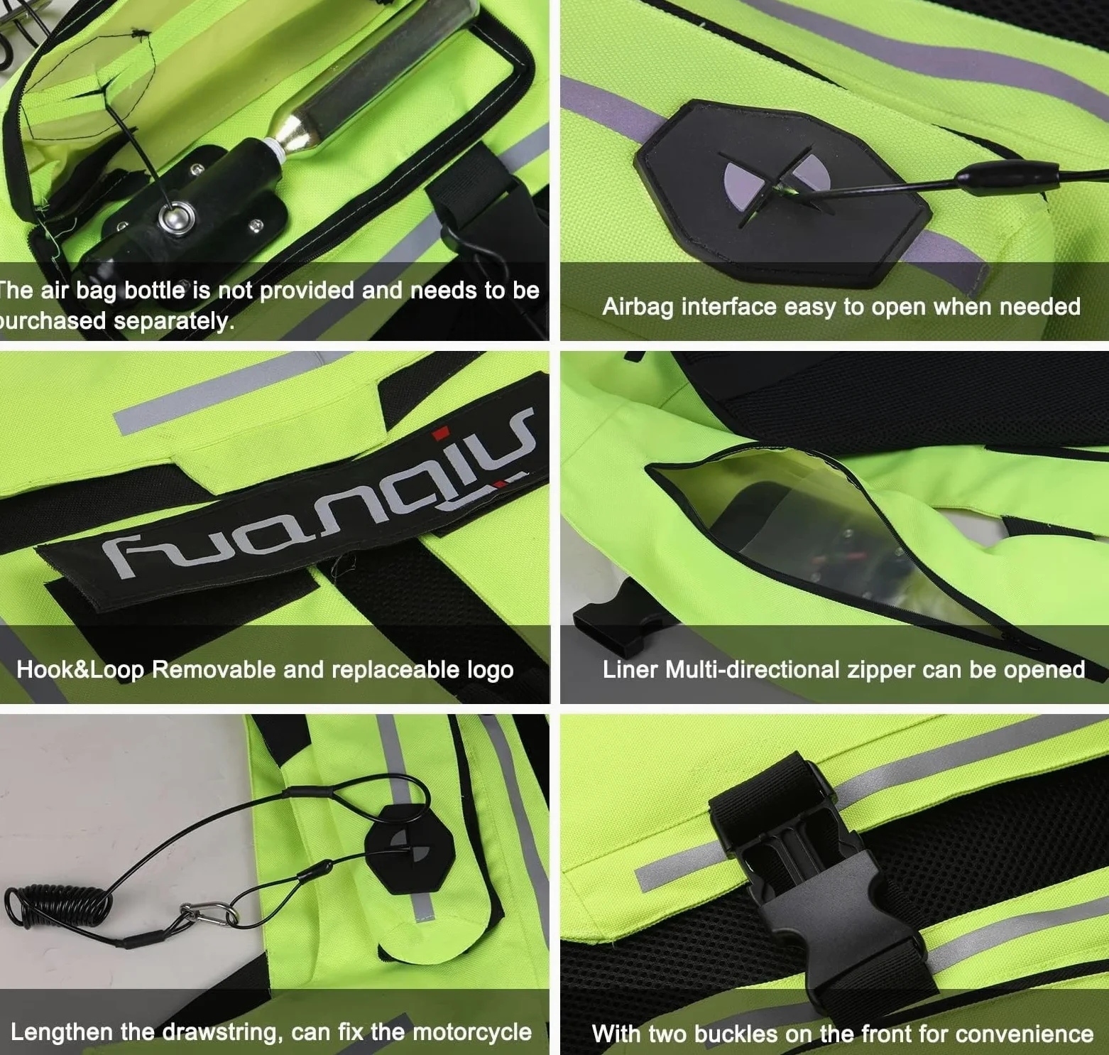 Mit Hals Airbag Motorrad Airbagweste Motocross -Schutzjacke Wird for Motorräder, Reitabführungen Verwendet(Black,M)