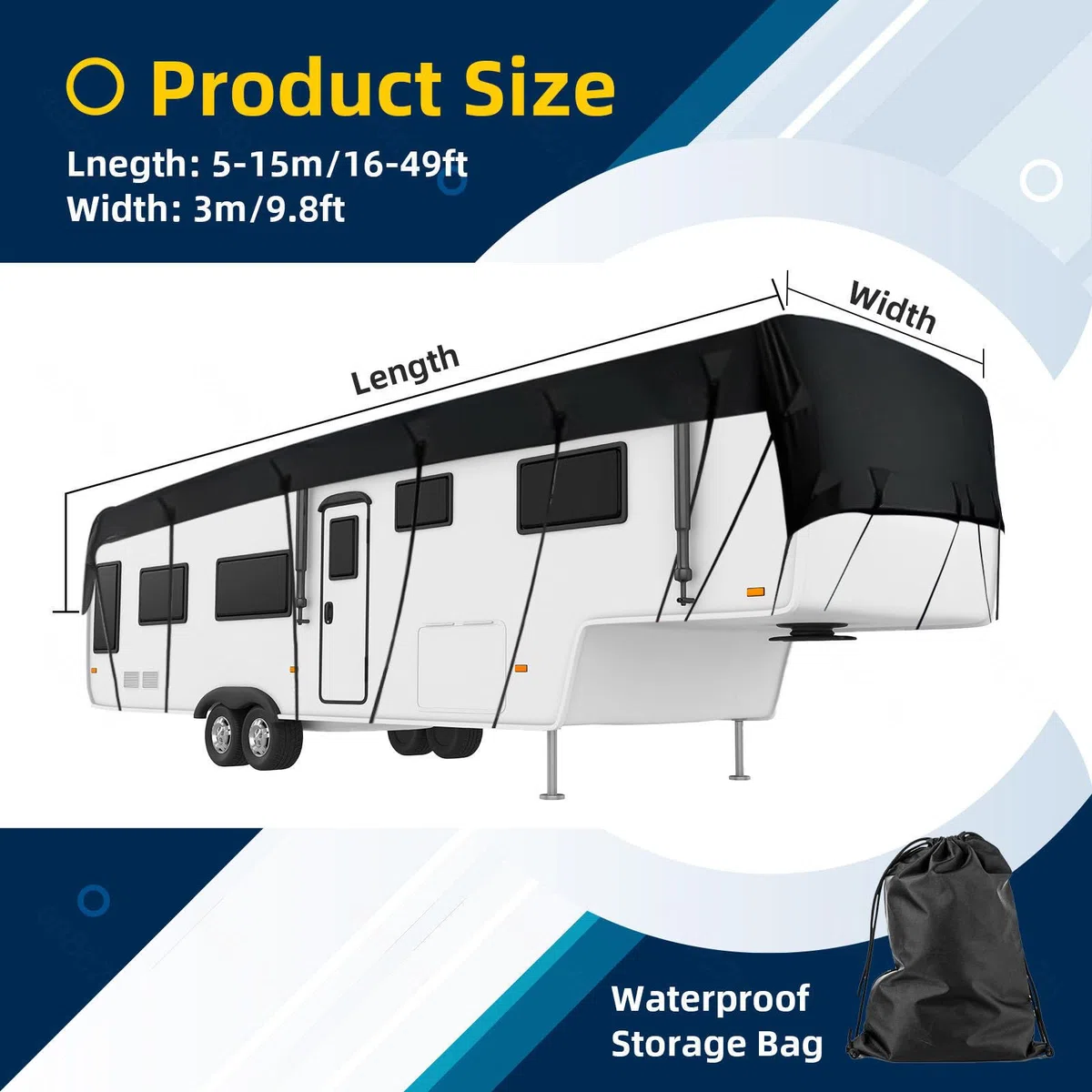 Wohnmobil-Dachabdeckung aus 210D Oxford-Gewebe, wasserdicht, faltbar, leicht zu reinigen, für Wohnwagen