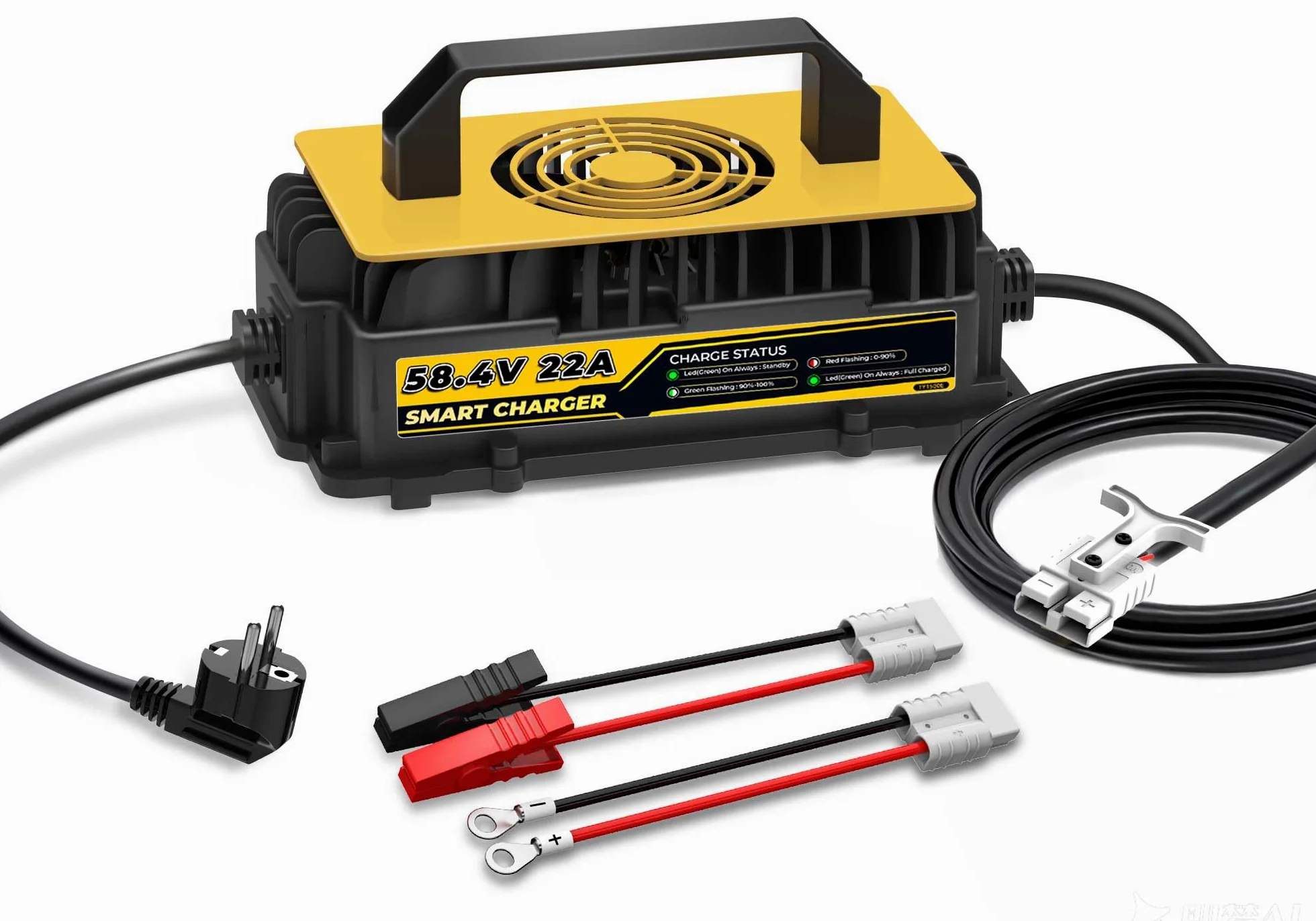 58,4V 22A LiFePO4 Lithium Batterie Ladegerät für 48V(51,2V) LiFePO4 Lithium Batterien, IP67 Wasserdicht Akku Ladegerät für Wohnmobile, Boot, Solar, Golfwagen