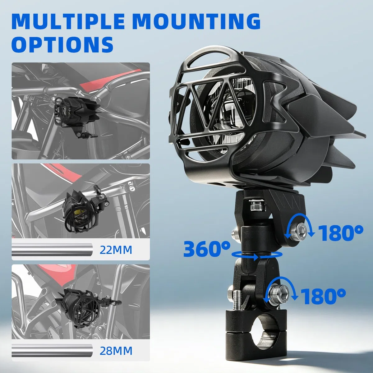 DREAMIZER 40W LED Motorrad Zusatzscheinwerfer, E-geprüfte 4000LM LED-Nebelscheinwerfer, IP67 Wasserdicht, Kompatibel mit Dirtbikes, E-Bikes, Rollern, Schneemobilen, ATVs und UTVs.