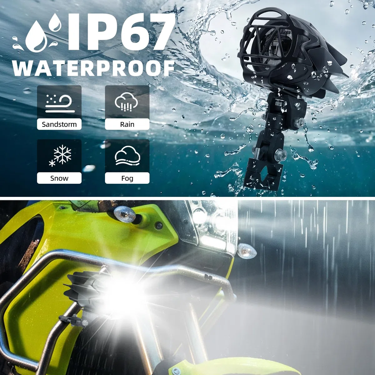 DREAMIZER 40W LED Motorrad Zusatzscheinwerfer, E-geprüfte 4000LM LED-Nebelscheinwerfer, IP67 Wasserdicht, Kompatibel mit Dirtbikes, E-Bikes, Rollern, Schneemobilen, ATVs und UTVs.