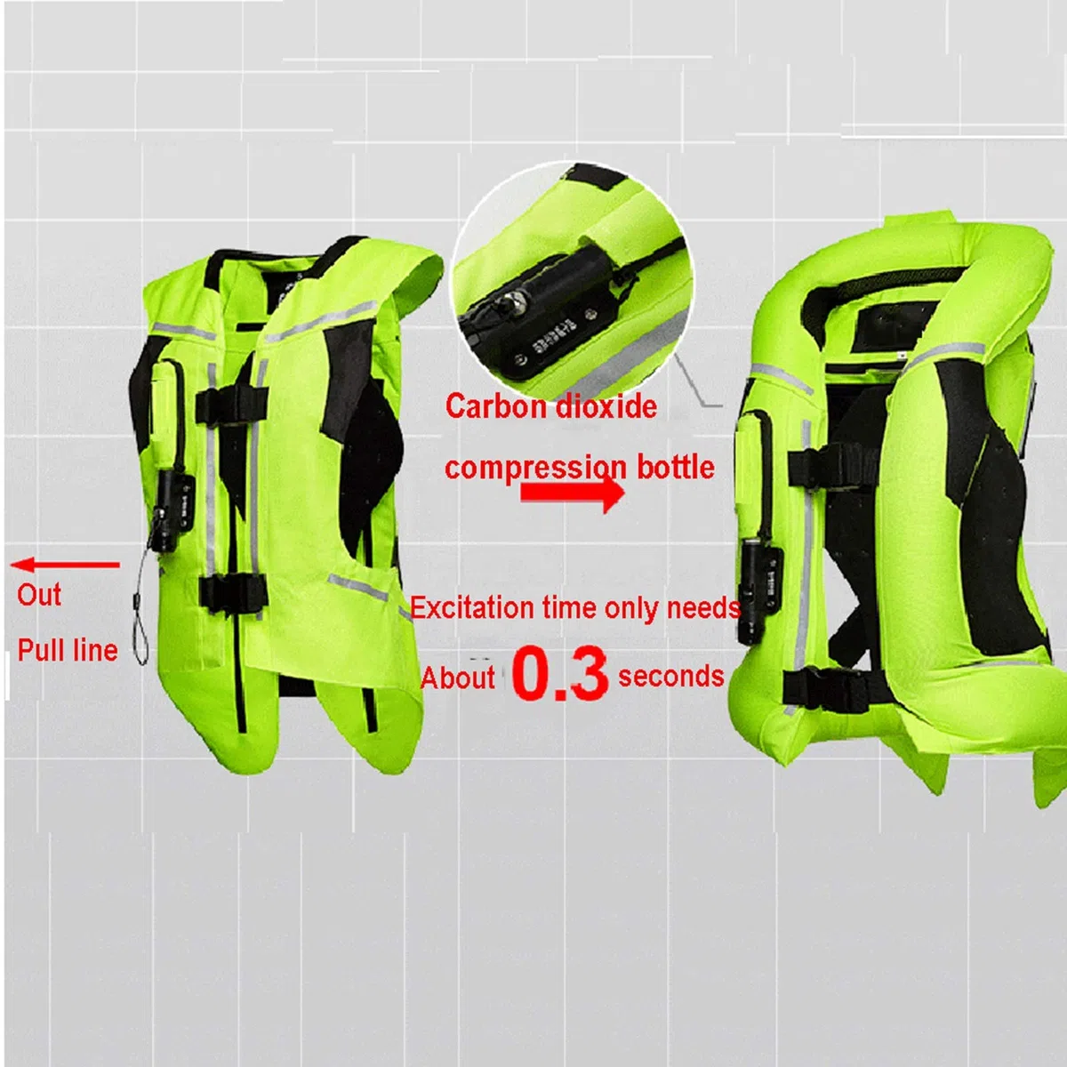 Gilet Airbag Protektor Riflettente Gilet Anticaduta Motorrad Motorrad Gewebe 600D strapazierfähiges All'usura E atmungsaktiv waschbar (Nessuna Bombola Di Gas CO2) Motorrad Airbag Weste
