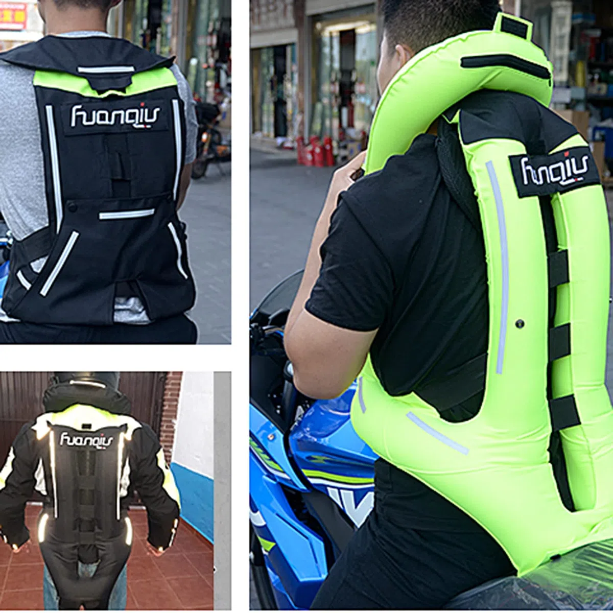 Motorradweste Mit Airbag Reitschutzairbagweste 600D Stoff Ist Leicht Zu Reinigen Lösen Sie Den Airbag In 0,3 Sekunden Aus Wird Für Motorradfahrten Im Freien Verwendet Fahrradausrüstung