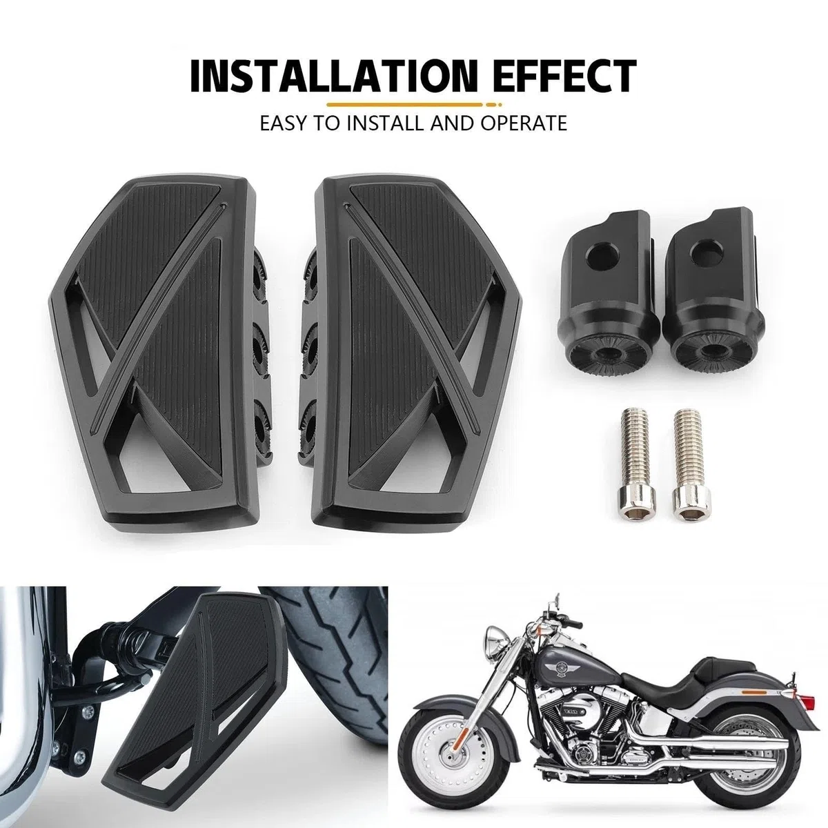 Vordere Fußrasten Motorräder Für Harley Für Softail Für Fat Boy Sport Glide FLSB Street Bob FXBB Fat Bob 2018-2023 Motorrad Dielen Phantom Front Fußrasten Motorrad Hinten Set(Rear Floorboards B)