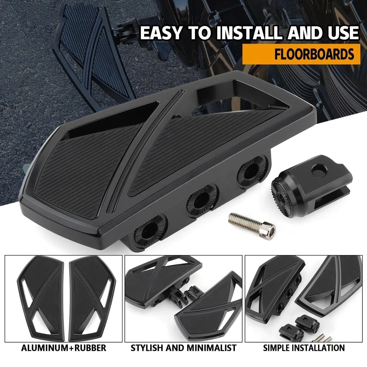 Vordere Fußrasten Motorräder Für Harley Für Softail Für Fat Boy Sport Glide FLSB Street Bob FXBB Fat Bob 2018-2023 Motorrad Dielen Phantom Front Fußrasten Motorrad Hinten Set(Rear Floorboards B)
