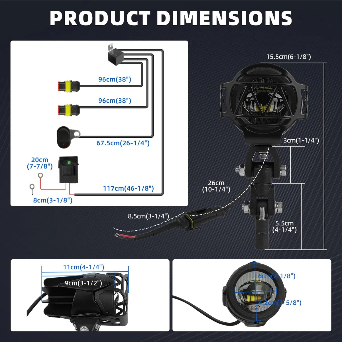 DREAMIZER 40W LED Motorrad Zusatzscheinwerfer, E-geprüfte 4000LM LED-Nebelscheinwerfer, IP67 Wasserdicht, Kompatibel mit Dirtbikes, E-Bikes, Rollern, Schneemobilen, ATVs und UTVs.